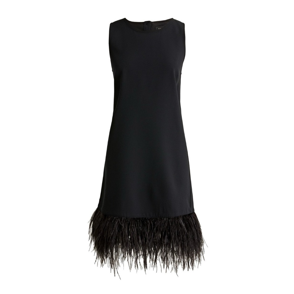 NWT J. Crew Black Dress with Feather Detail
